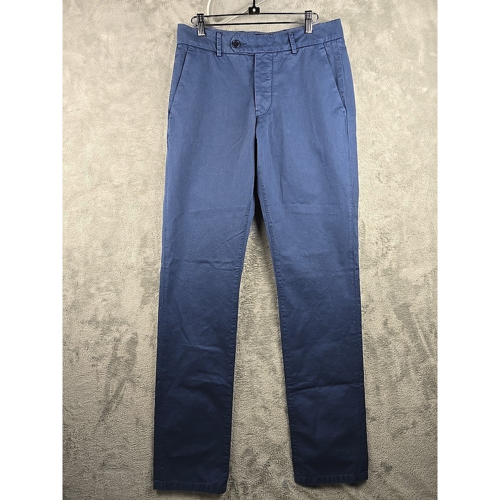 Unis Gio Chino Pants Mens Size 30x34‎ Blue Button Fly Preppy Casual Business